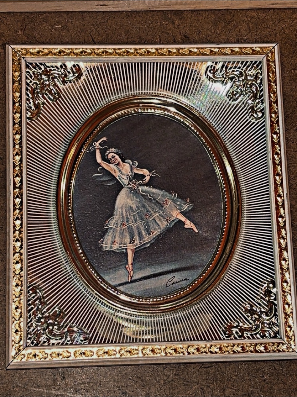 Vtg Carina Ballerina  Art Print Arthur A Kaplan NYC No. A 92 Ornate Frame 
Authe